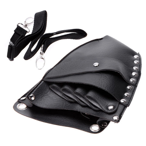 PU Leather Barber Scissor Bag ,Hairdressing Holster Pouch Rivet Clips Bag with Waist Shoulder Belt - Champion Scissors